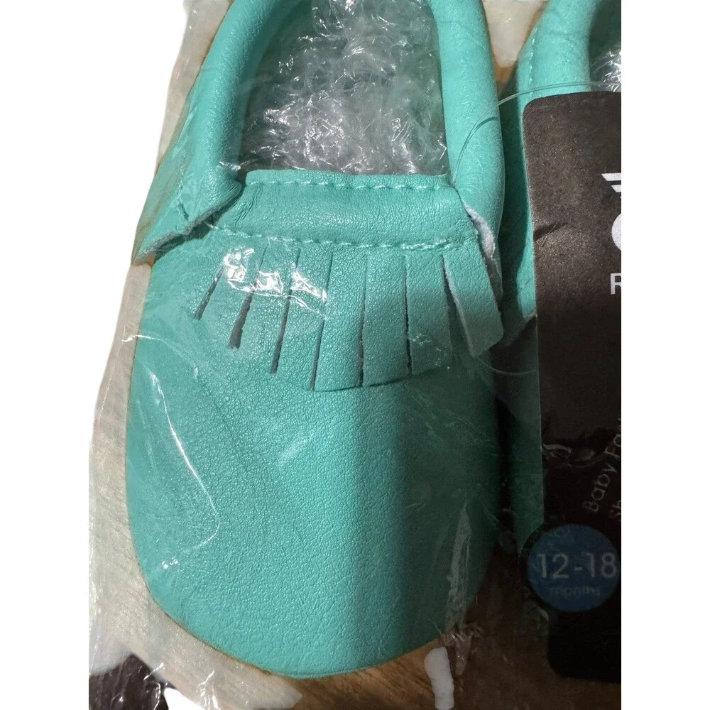 Romirus Moccasin Crib Shoes Infant Size 12-18 Months Turquoise New